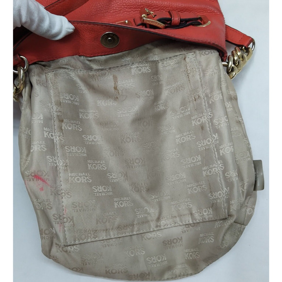 Michael Kors Hamilton Red Leather Zipper Closure Crossbody Bag - Picture 10 of 16